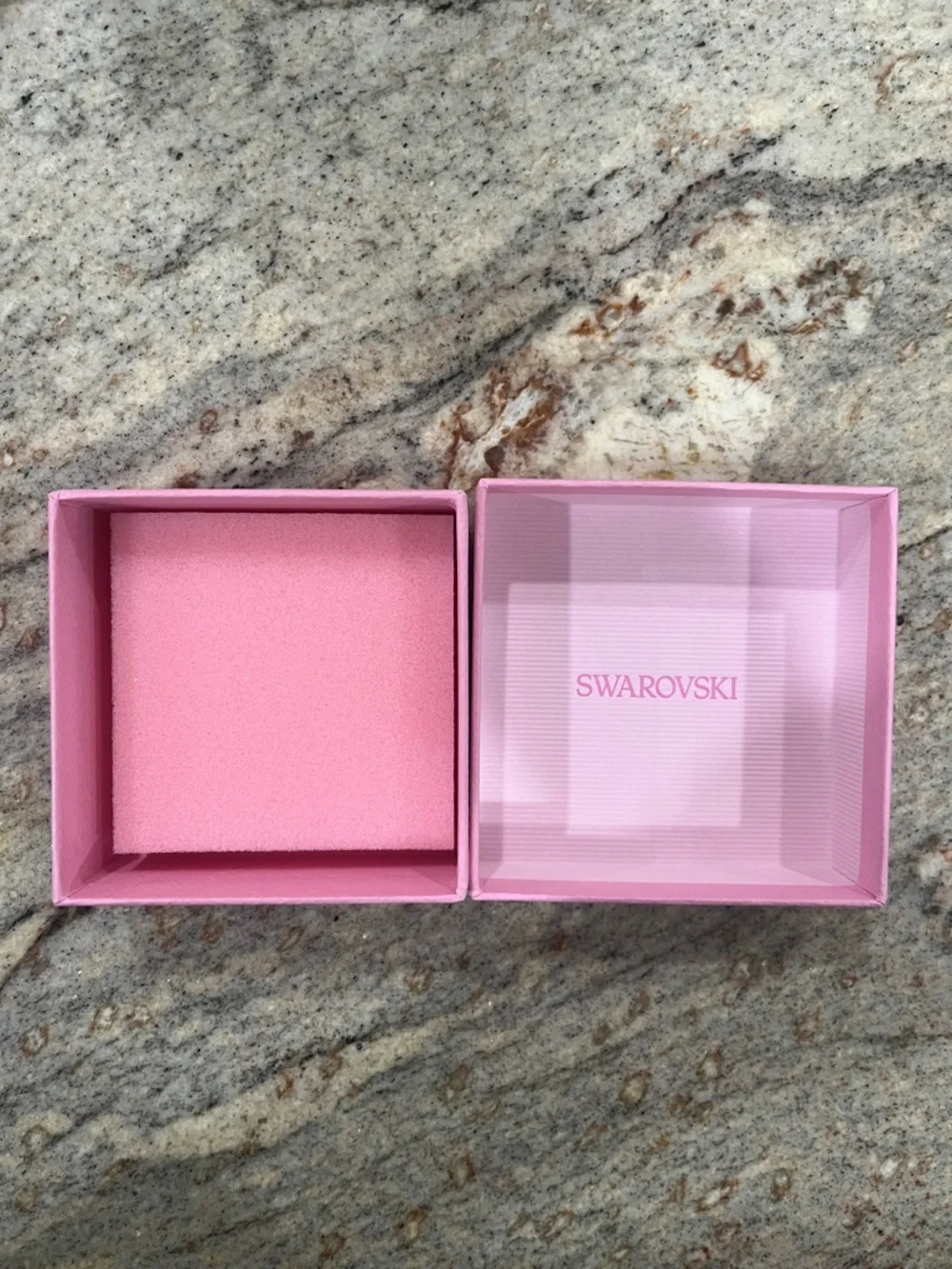 Swarovski Pink Square Luxury Jewelry Box with Embossed Swan